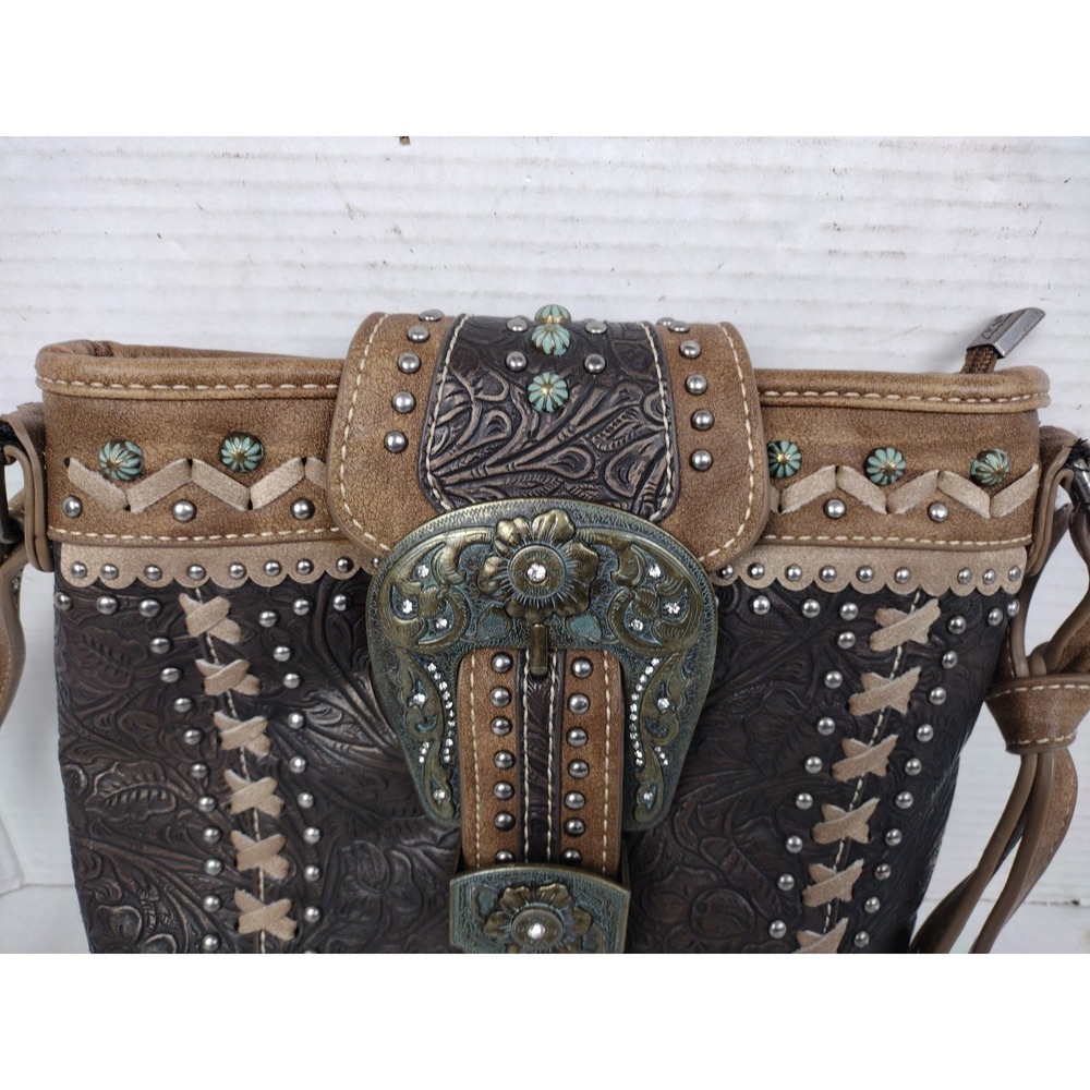 Montana West Turquoise Accent Embroidered Purse Handbag Western Vintage Look - Picture 4 of 16